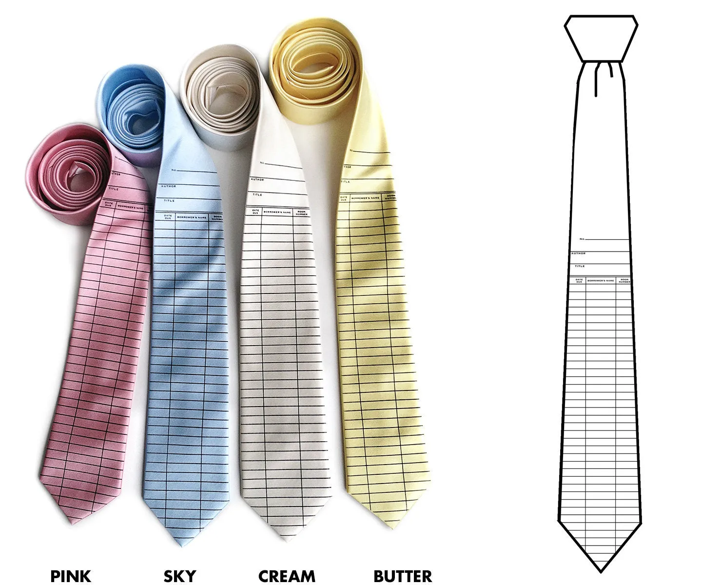 Library Due Date Slip Silk Necktie