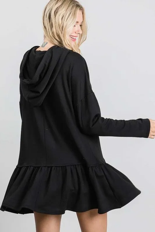 Long sleeve hoodie peplum tunic