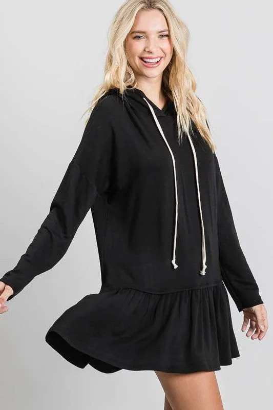 Long sleeve hoodie peplum tunic