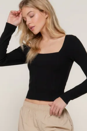 Long Sleeve Sweetheart Neck Knit Top