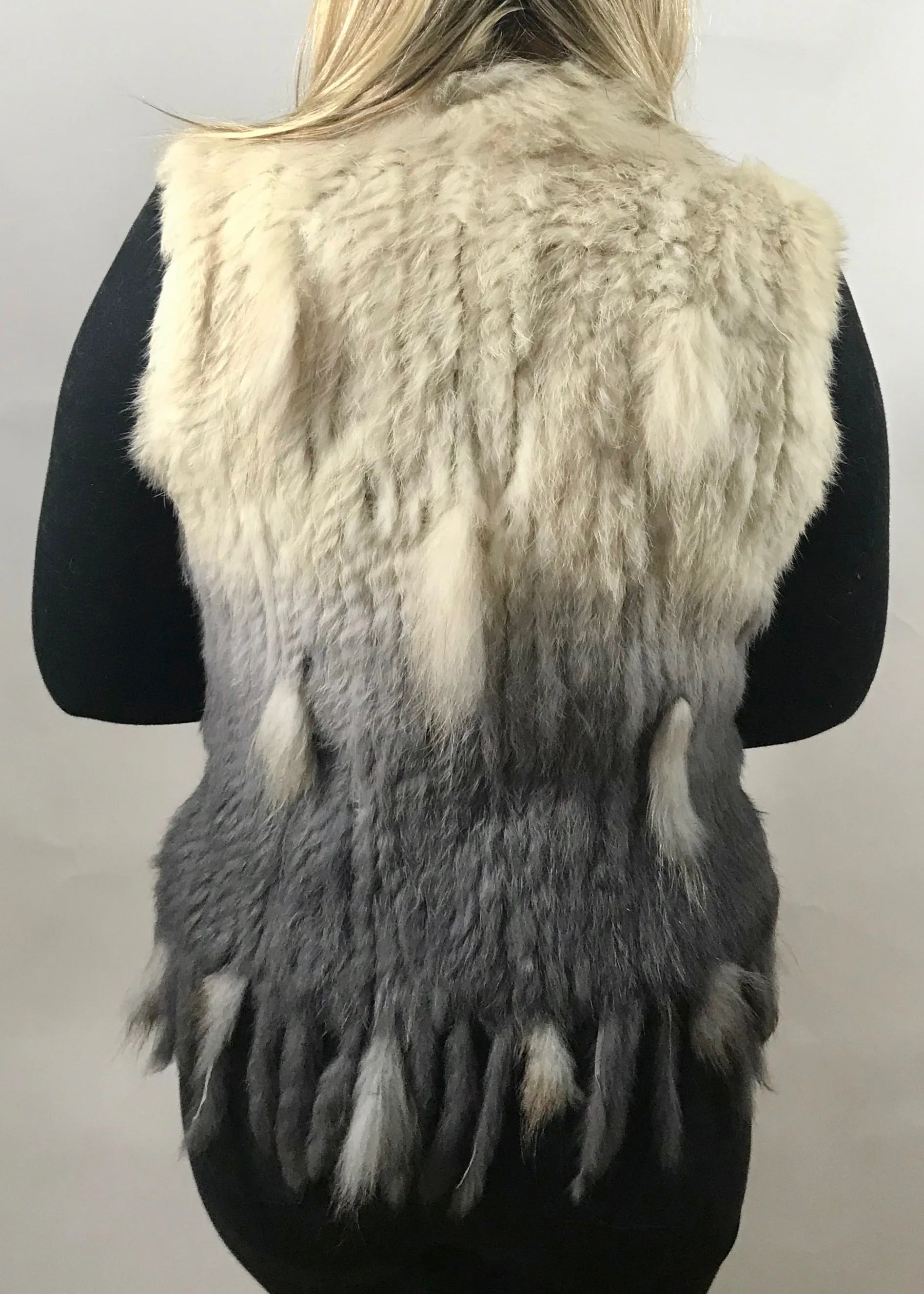 Luxury Coney Fur stunning Two Tone short Fur Gilet with bottom edge detail by Feathers Of Italy One Size