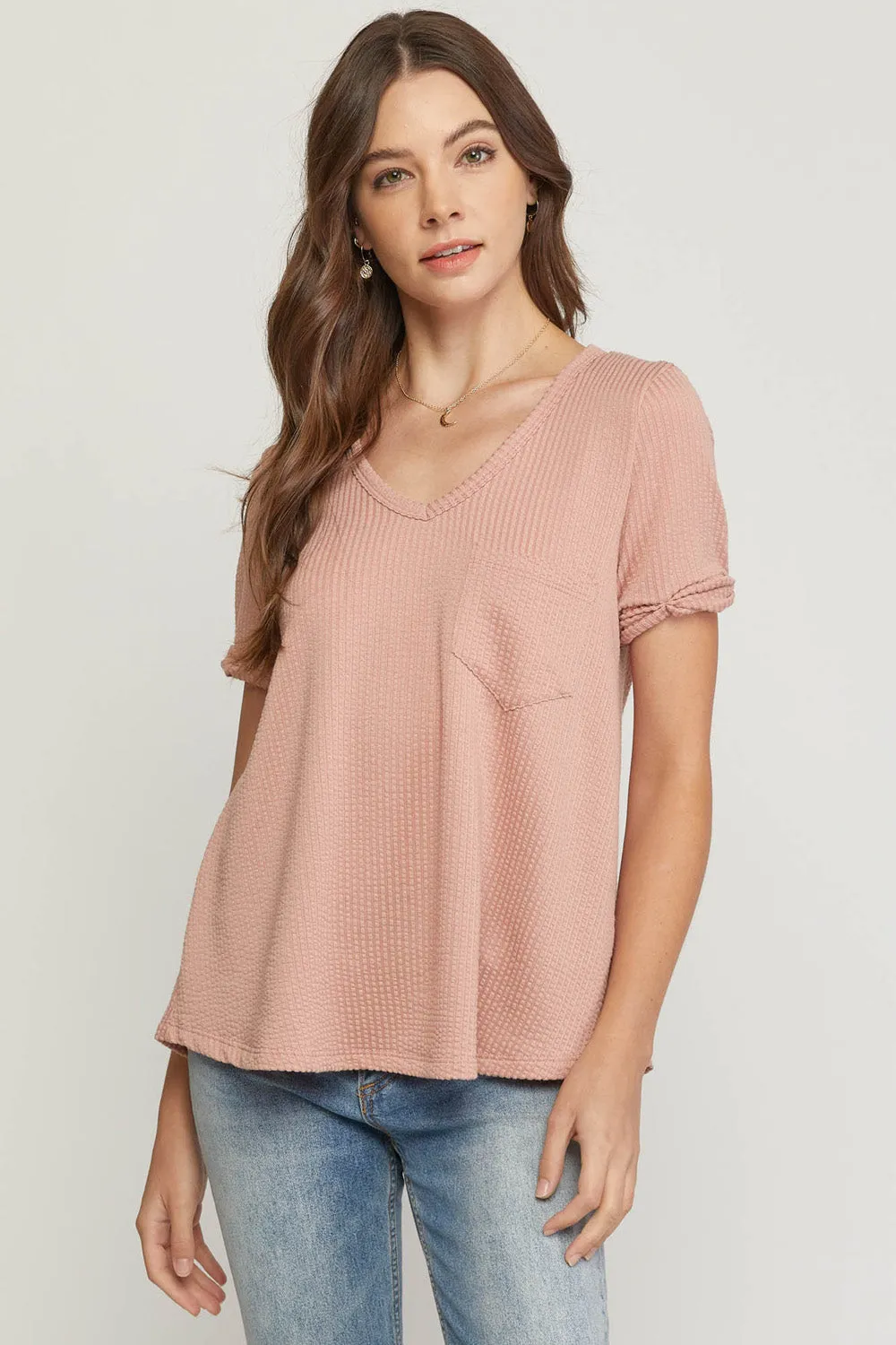 Mauve Textured Pocket Top