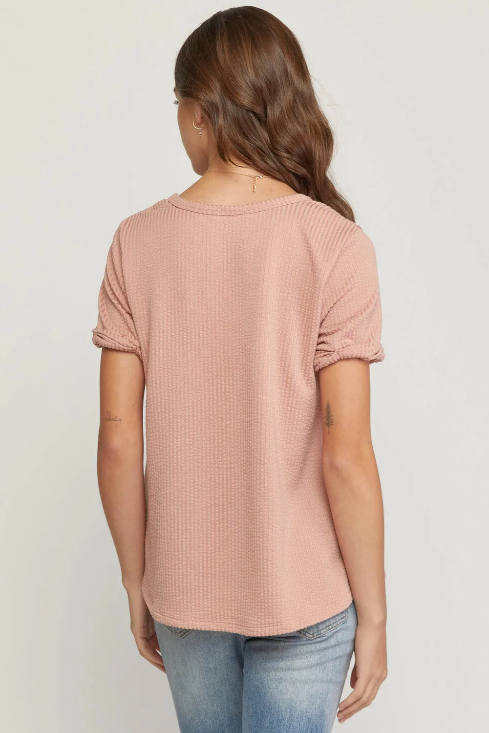 Mauve Textured Pocket Top