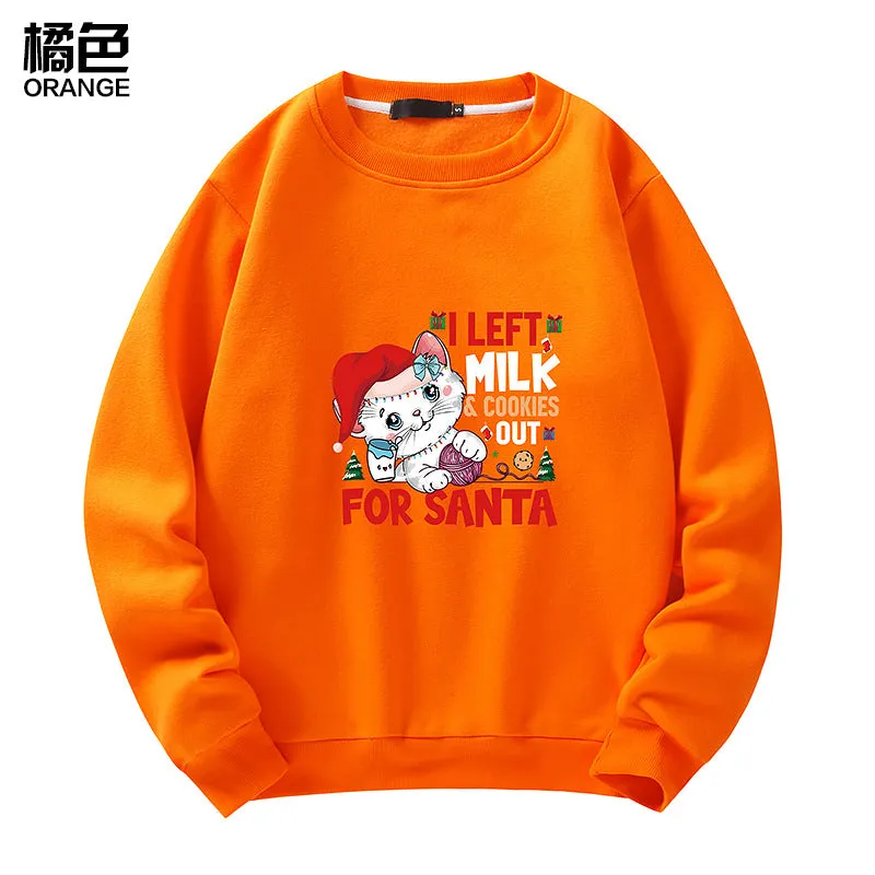 Men's Christmas Cat Print Crew Neck Sweatshirt