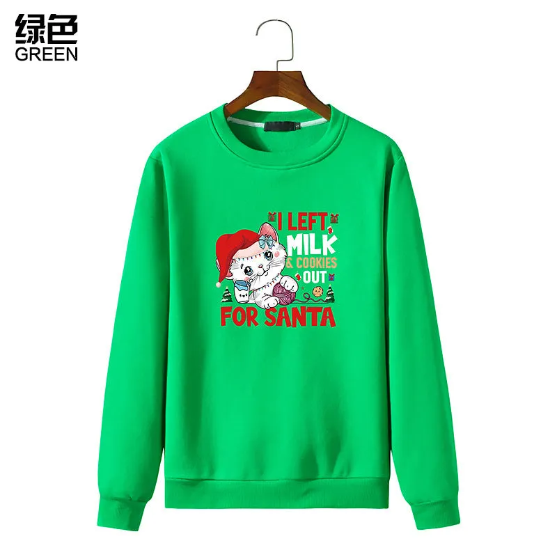 Men's Christmas Cat Print Round Neck Long Sleeve Sweatshirt