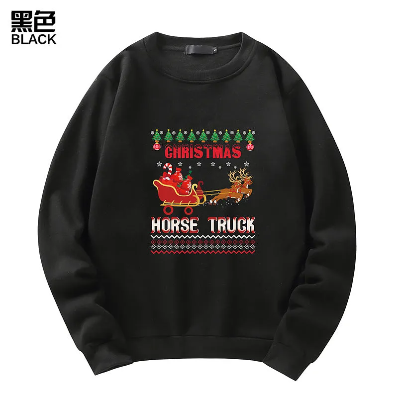 Men's Christmas Elk Print Crew Neck Sweatshirt