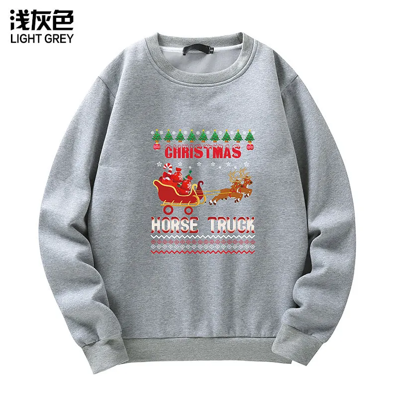 Men's Christmas Elk Print Crew Neck Sweatshirt