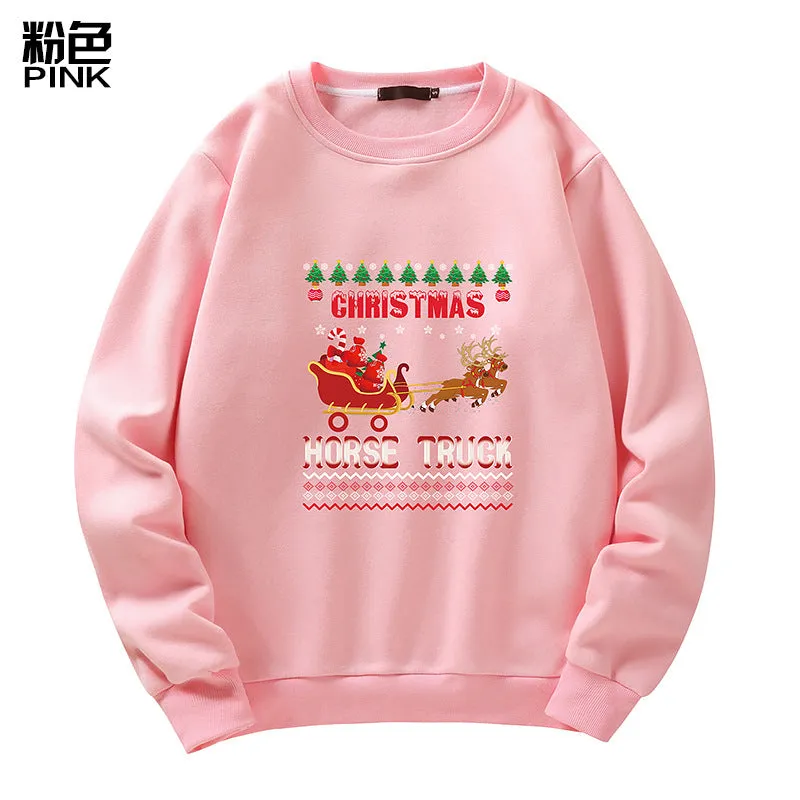 Men's Christmas Elk Print Crew Neck Sweatshirt