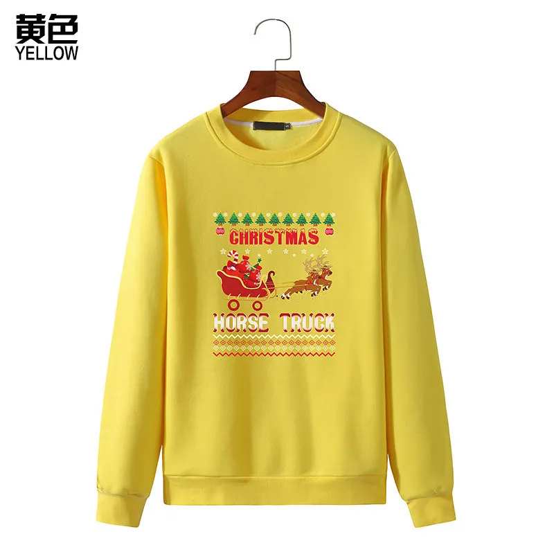 Men's Christmas Elk Print Round Neck Long Sleeve Sweatshirt