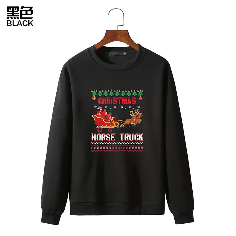 Men's Christmas Elk Print Round Neck Long Sleeve Sweatshirt