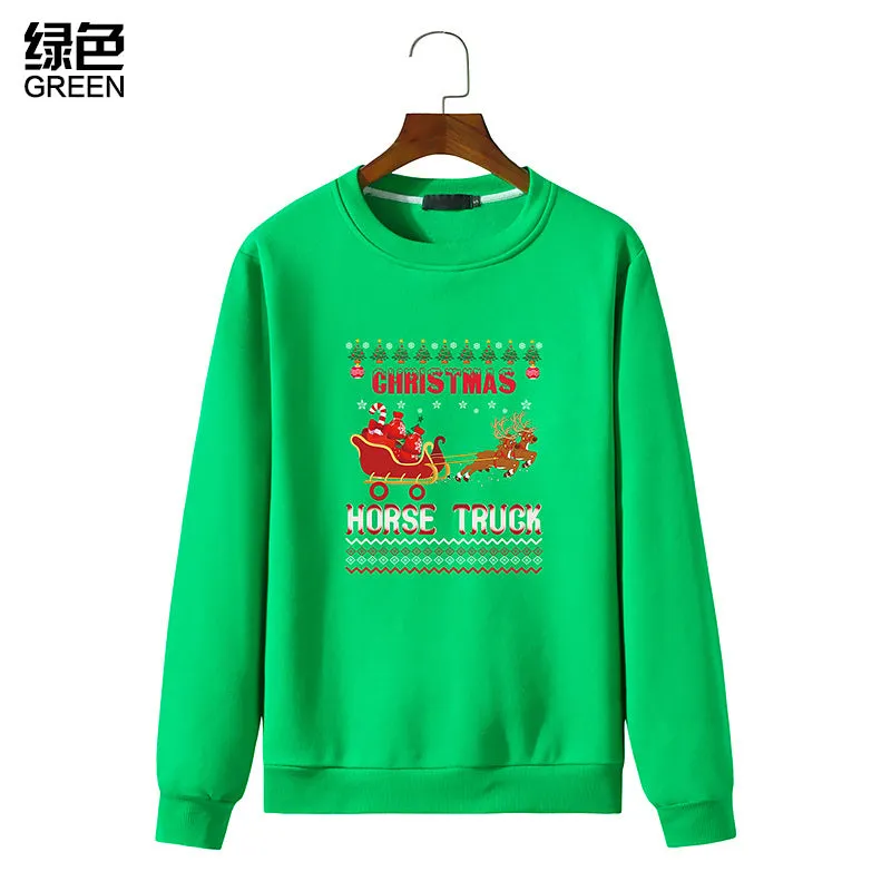 Men's Christmas Elk Print Round Neck Long Sleeve Sweatshirt