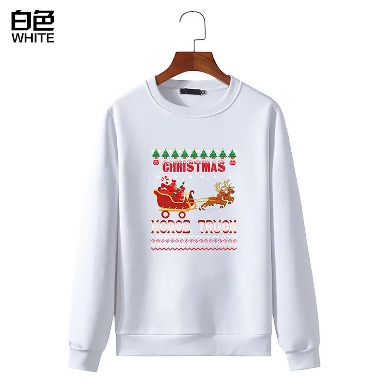 Men's Christmas Elk Print Round Neck Long Sleeve Sweatshirt