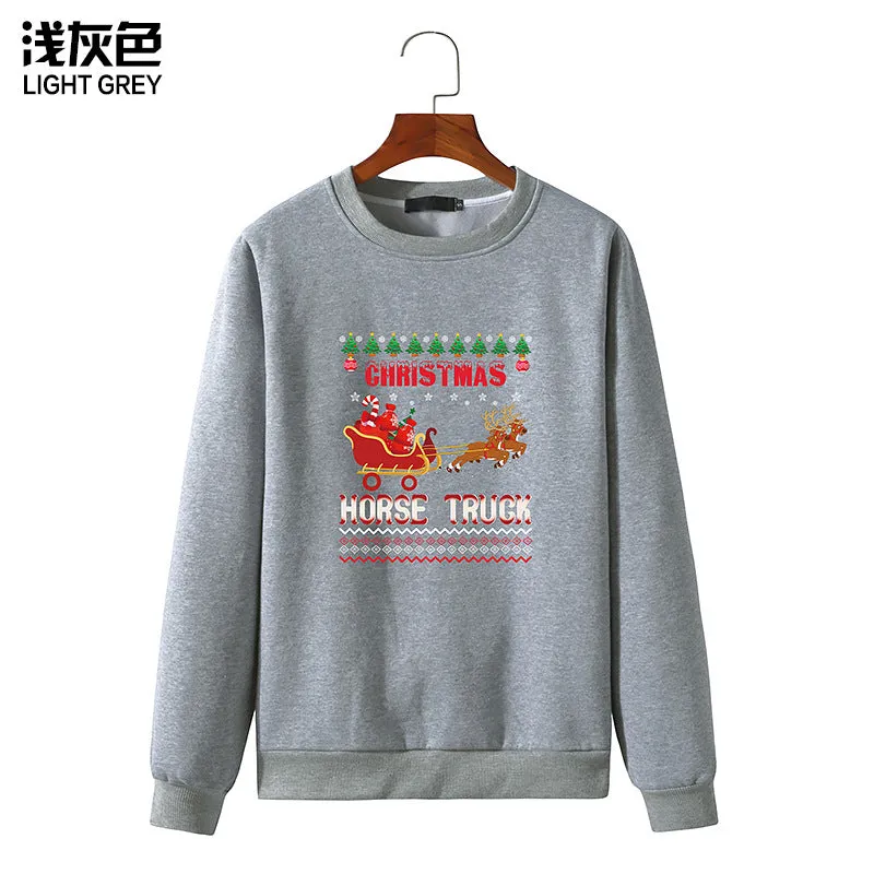 Men's Christmas Elk Print Round Neck Long Sleeve Sweatshirt