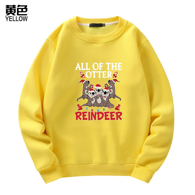 Men's Christmas Gopher Print Crew Neck Sweatshirt