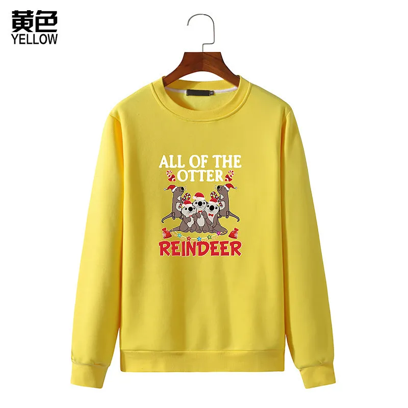 Men's Christmas Gopher Print Round Neck Long Sleeve Sweatshirt