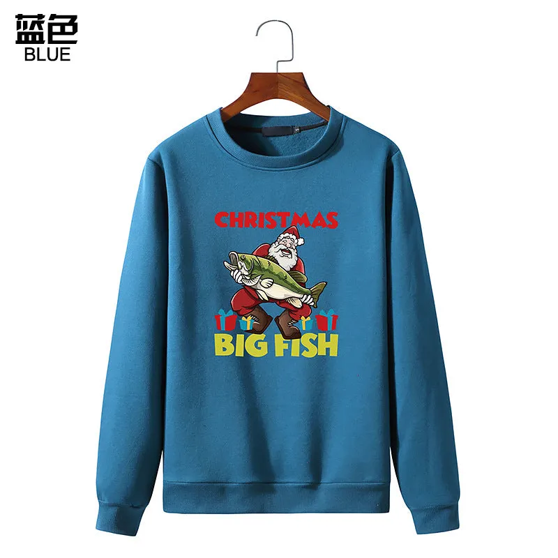 Men's Christmas Santa Printed Long Sleeve Sweatshirt