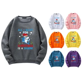 Men's Christmas Shark Print Crew Neck Sweatshirt