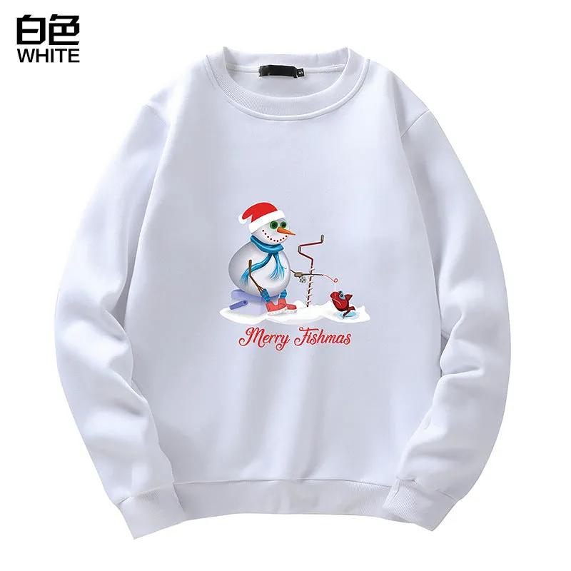 Men's Christmas Snowman Print Crew Neck Sweatshirt