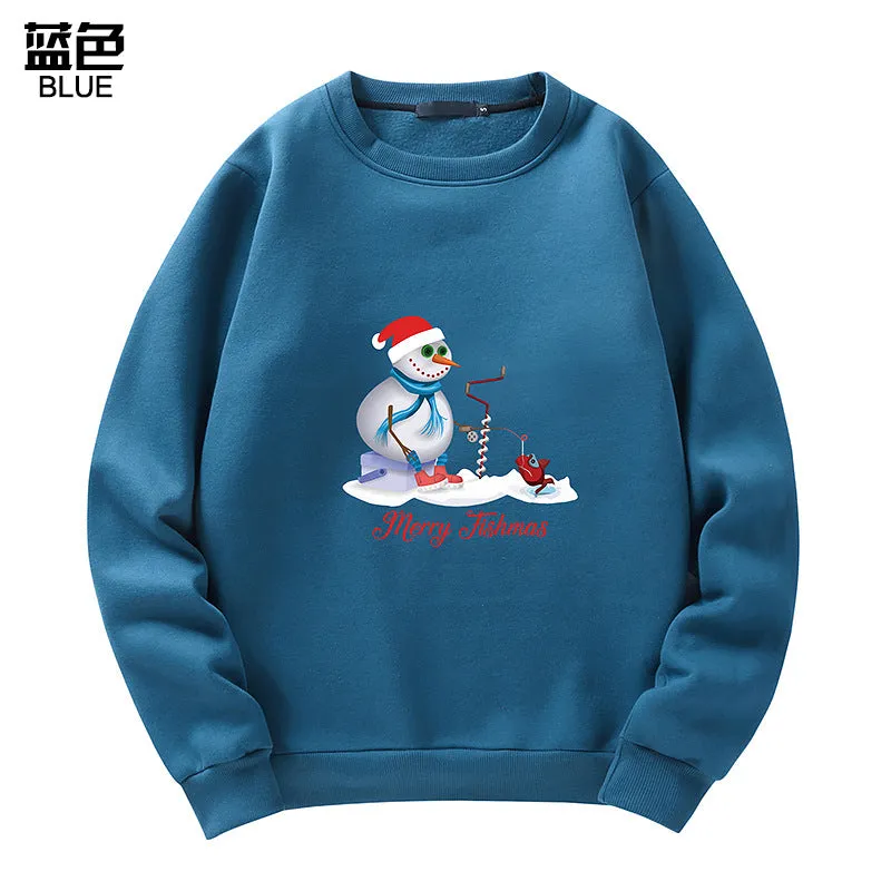 Men's Christmas Snowman Print Crew Neck Sweatshirt