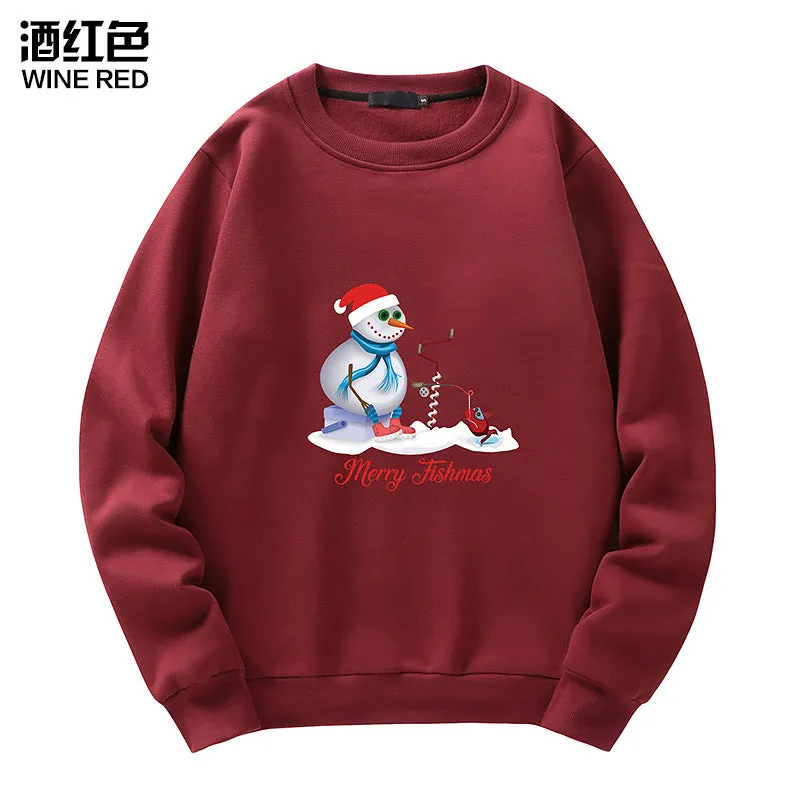 Men's Christmas Snowman Print Crew Neck Sweatshirt