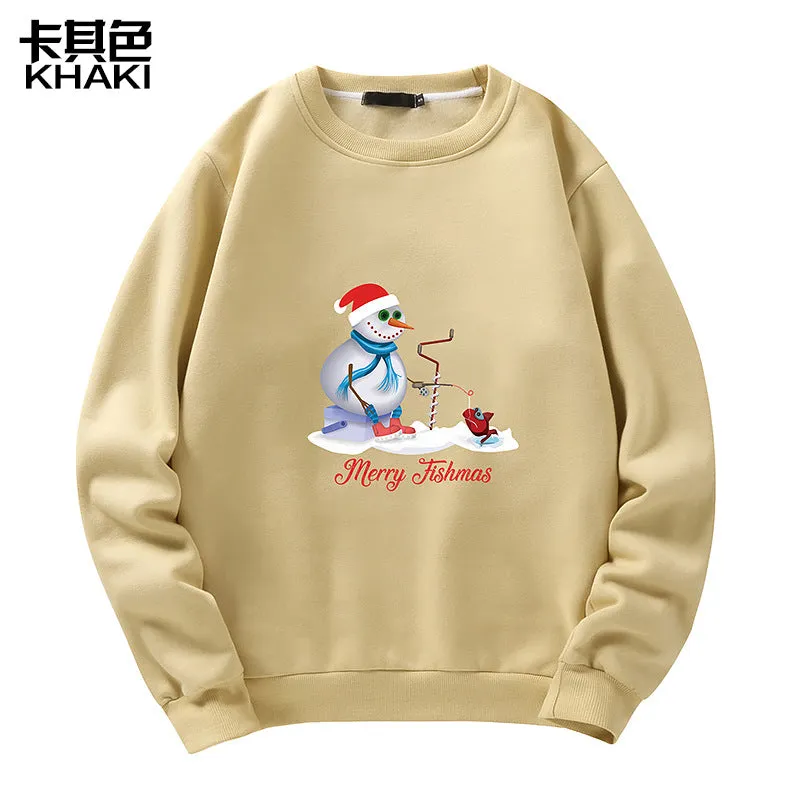 Men's Christmas Snowman Print Crew Neck Sweatshirt