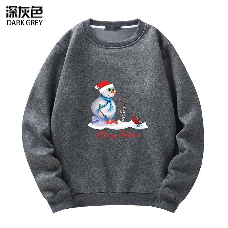 Men's Christmas Snowman Print Crew Neck Sweatshirt