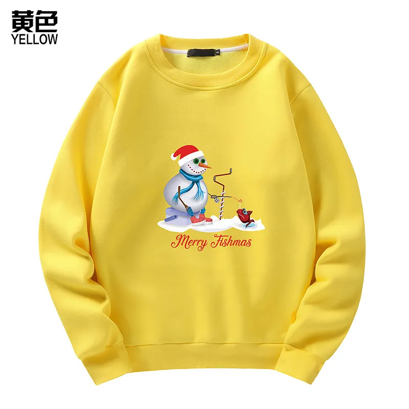 Men's Christmas Snowman Print Crew Neck Sweatshirt