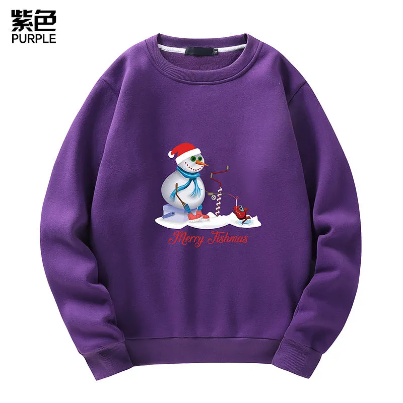 Men's Christmas Snowman Print Crew Neck Sweatshirt