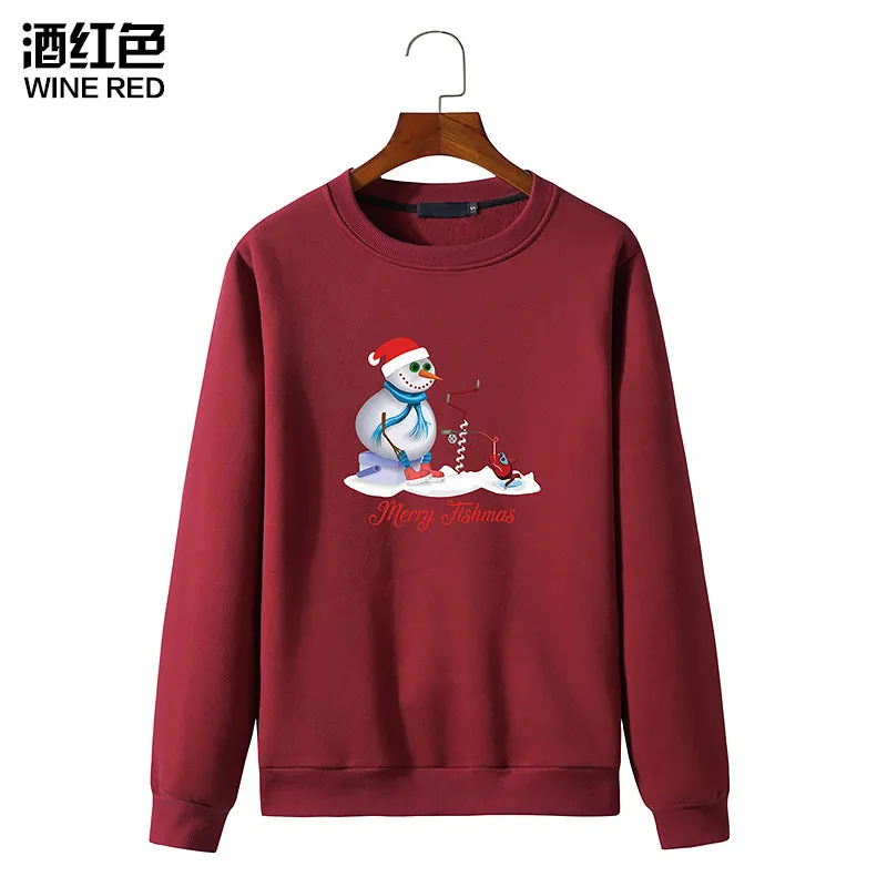 Men's Christmas Snowman Print Round Neck Long Sleeve Sweatshirt