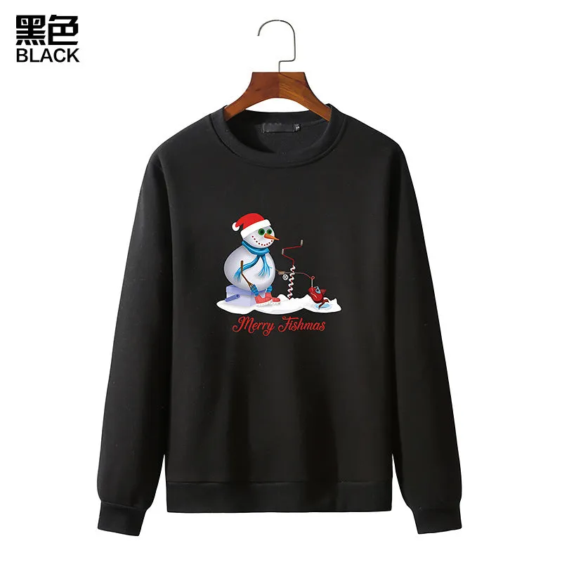 Men's Christmas Snowman Print Round Neck Long Sleeve Sweatshirt