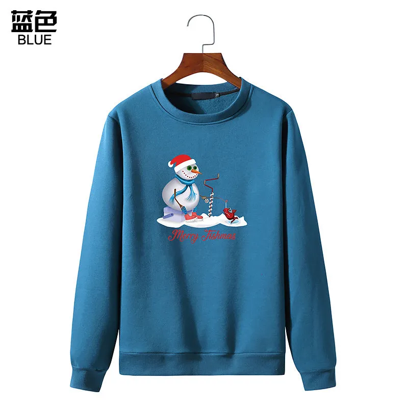 Men's Christmas Snowman Print Round Neck Long Sleeve Sweatshirt