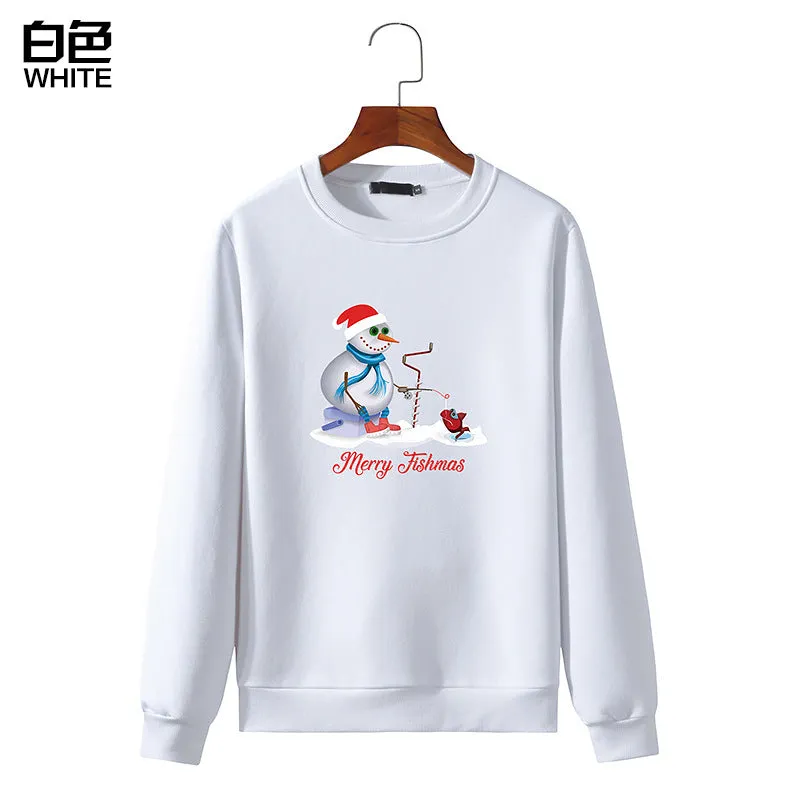 Men's Christmas Snowman Print Round Neck Long Sleeve Sweatshirt