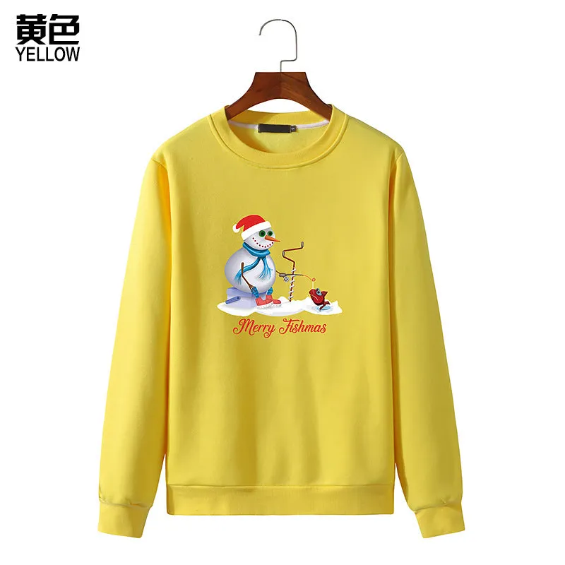 Men's Christmas Snowman Print Round Neck Long Sleeve Sweatshirt