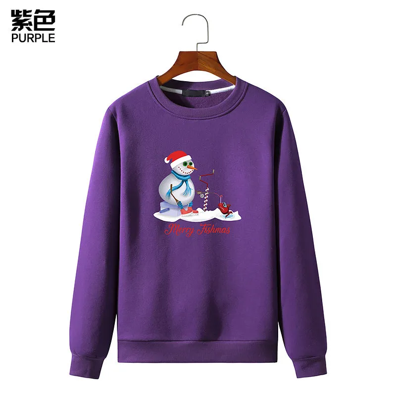 Men's Christmas Snowman Print Round Neck Long Sleeve Sweatshirt