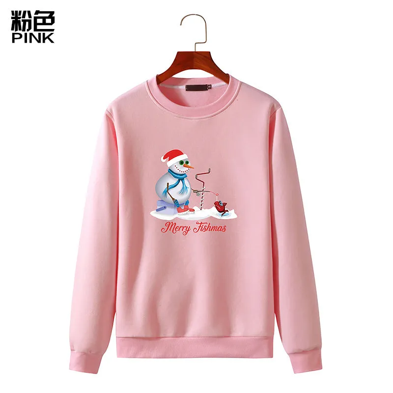 Men's Christmas Snowman Print Round Neck Long Sleeve Sweatshirt