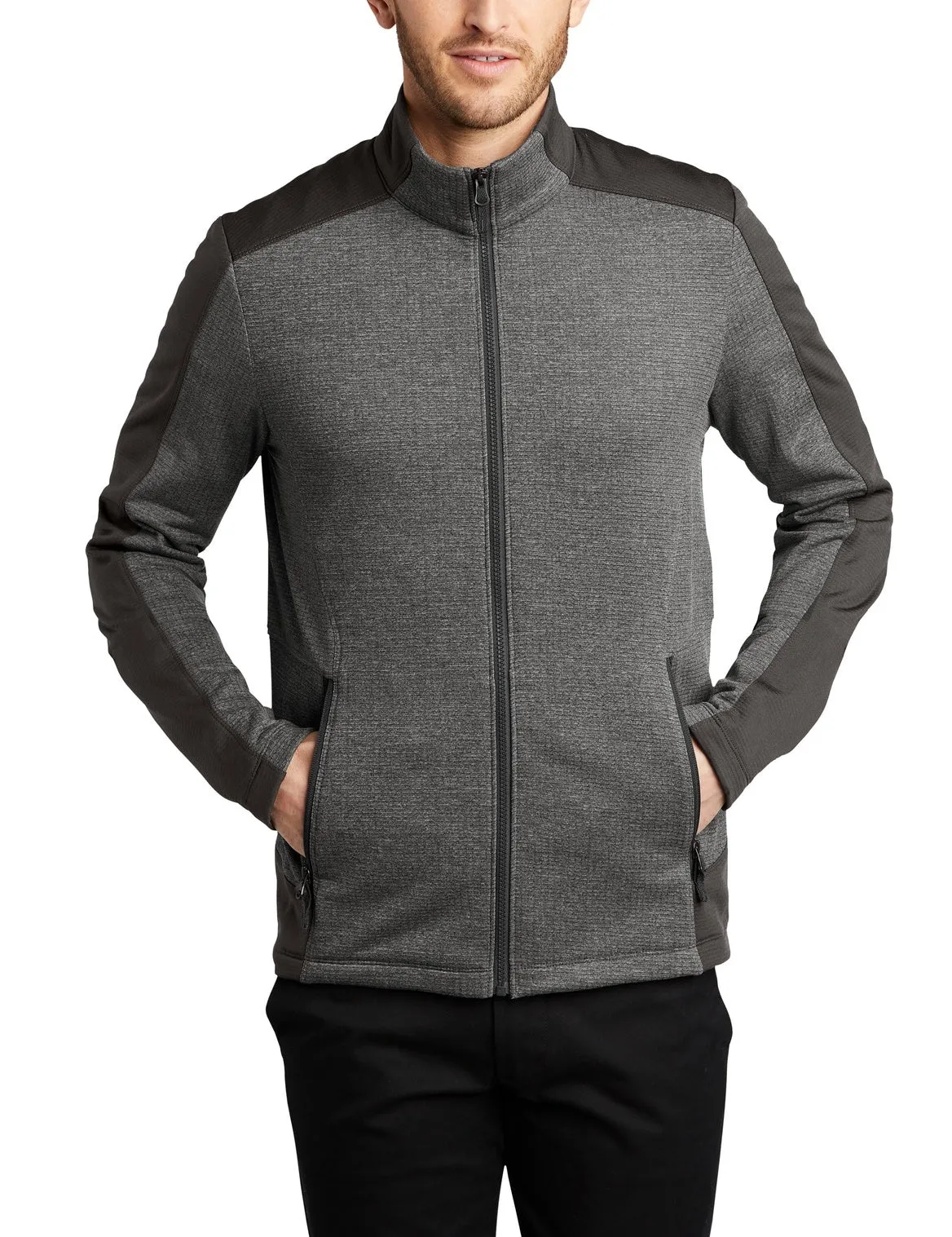 Men's Full-Zip Grid Fleece Jacket with Pockets