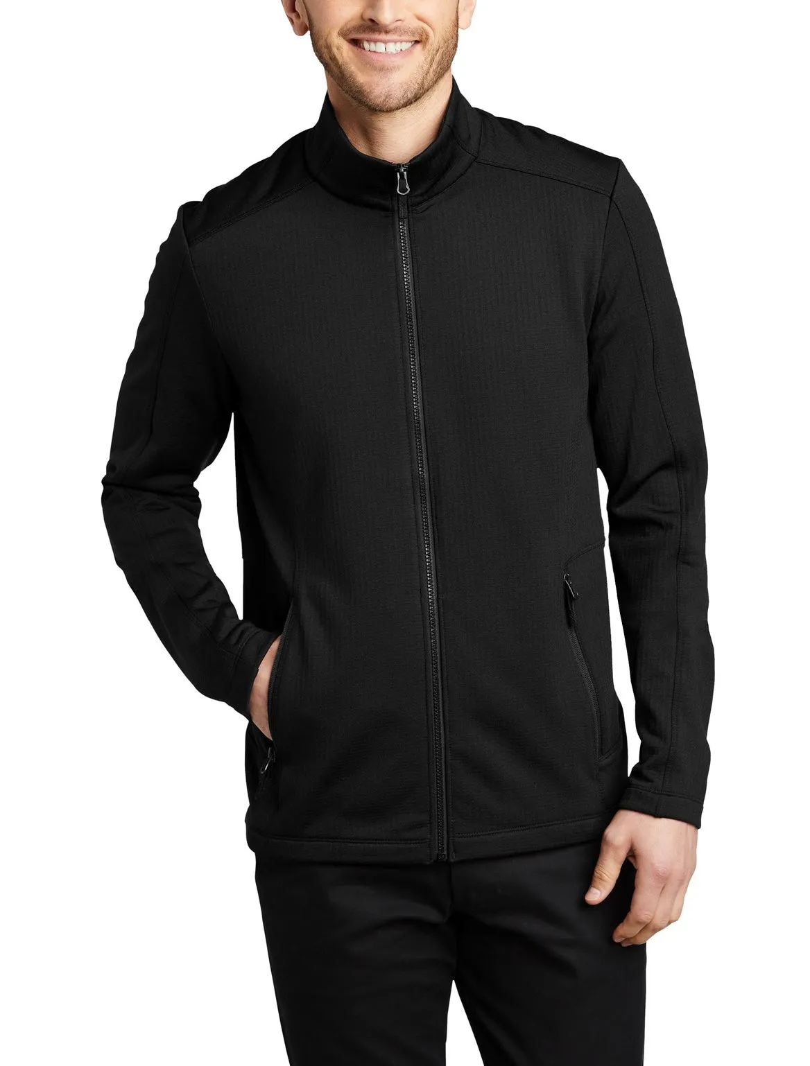 Men's Full-Zip Grid Fleece Jacket with Pockets