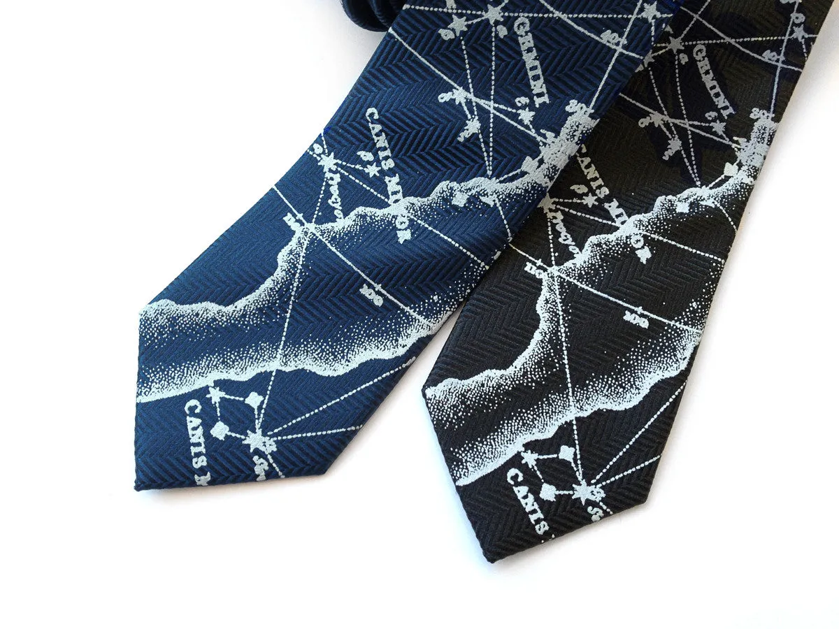 Milky Way Galaxy Silk Necktie. Herringbone silk tie.