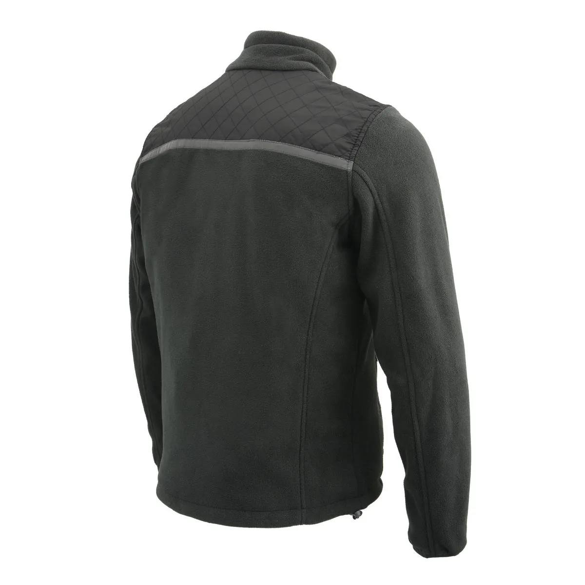 Milwaukee Leather MPM1784 Men's Black Micro Fleece Zipper Front Jacket with Reflective Stripes