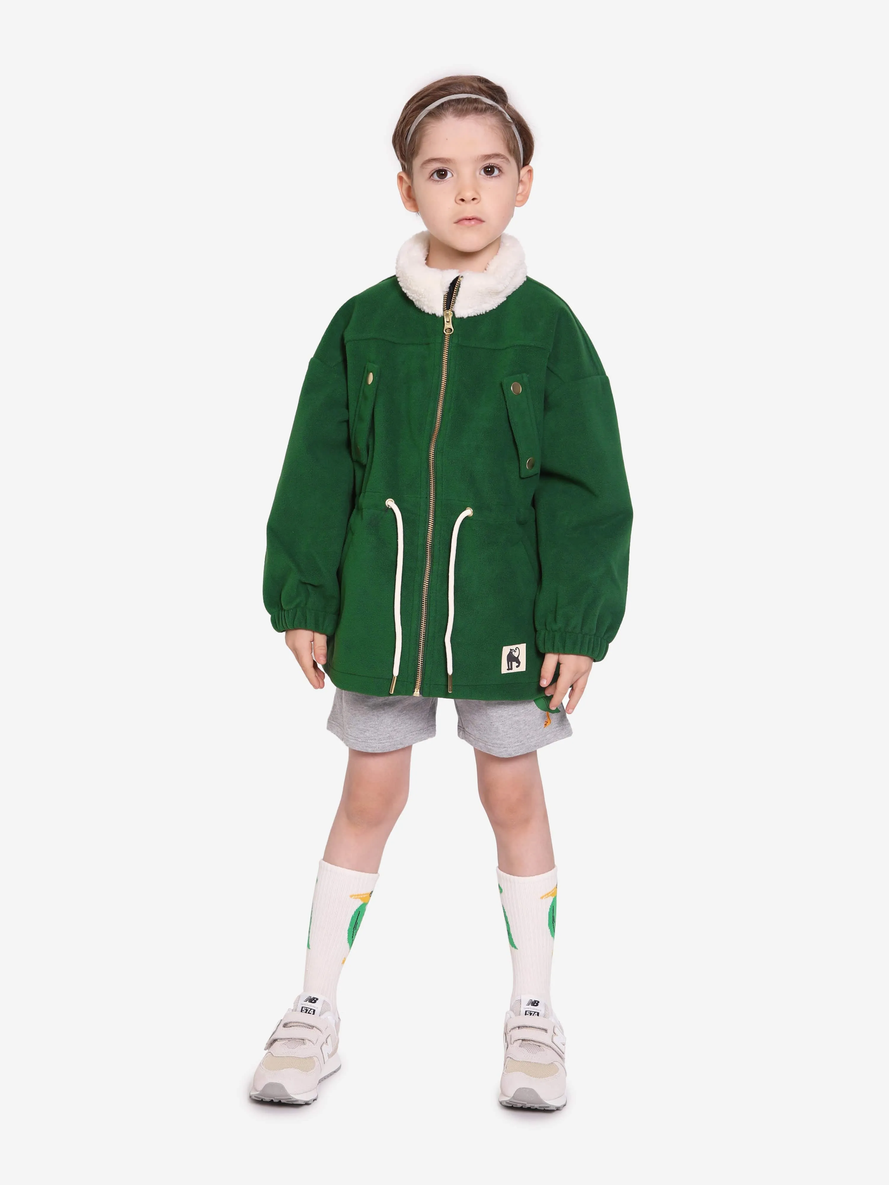 Mini Rodini Kids Fleece Wind Jacket in Green