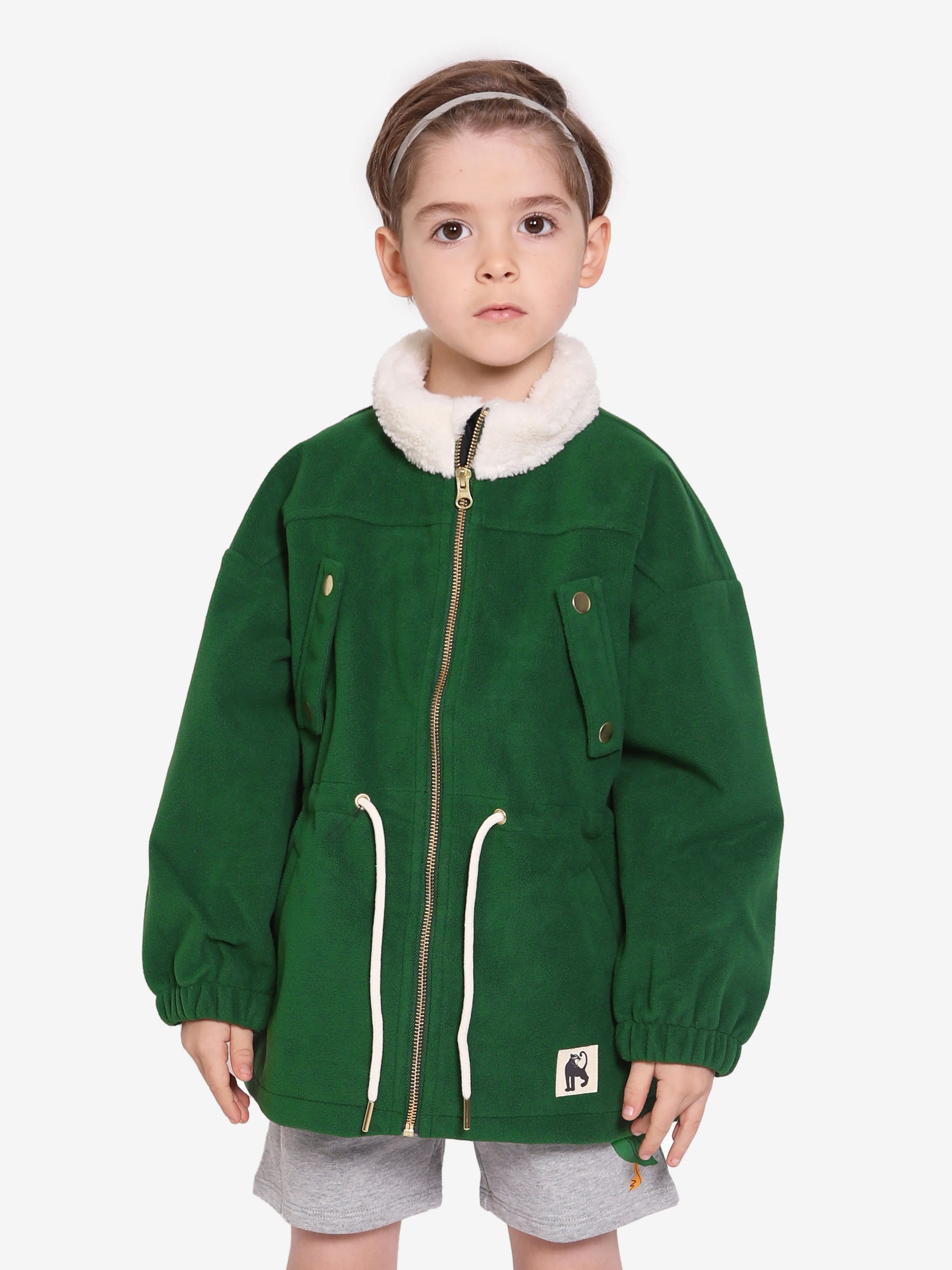 Mini Rodini Kids Fleece Wind Jacket in Green