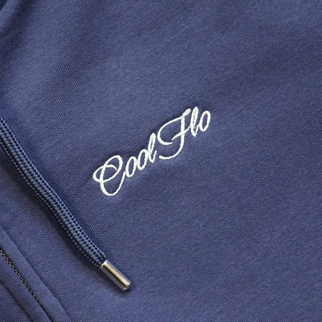 Mini Script Embroidered Navy Zip Hoody