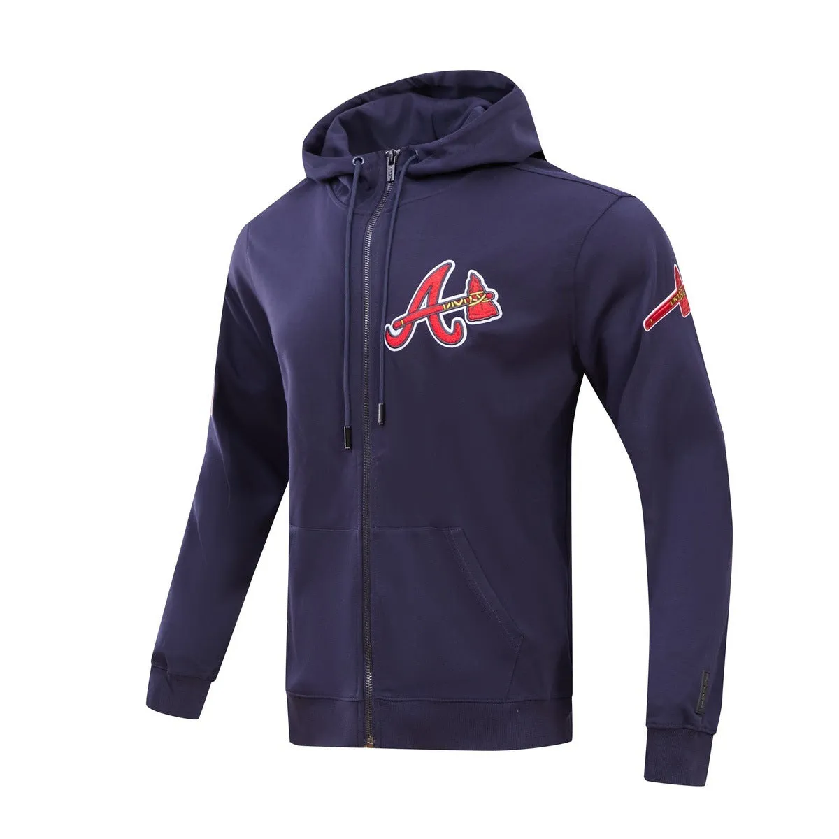 MLB ATLANTA BRAVES CLASSIC CHENILLE MEN'S FZ PO HOODIE (MIDNIGHT NAVY)