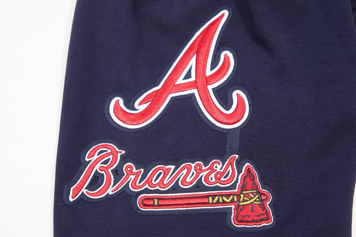 MLB ATLANTA BRAVES CLASSIC CHENILLE MEN'S FZ PO HOODIE (MIDNIGHT NAVY)