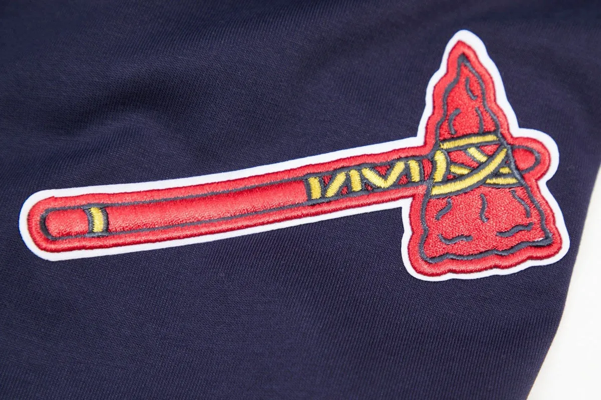 MLB ATLANTA BRAVES CLASSIC CHENILLE MEN'S FZ PO HOODIE (MIDNIGHT NAVY)