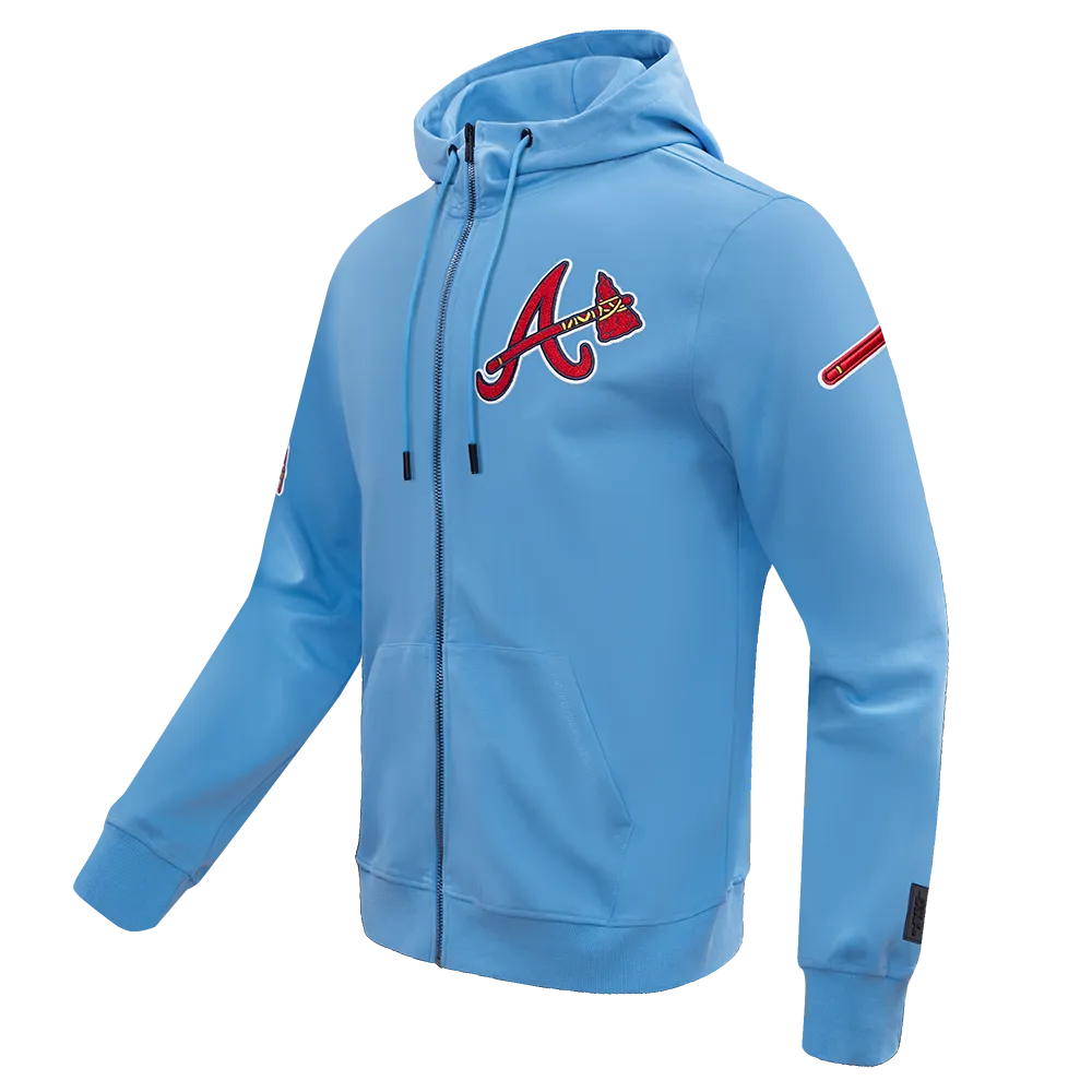 MLB ATLANTA BRAVES CLASSIC CHENILLE MEN'S FZ PO HOODIE (UNIVERSITY BLUE)