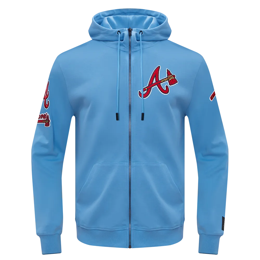 MLB ATLANTA BRAVES CLASSIC CHENILLE MEN'S FZ PO HOODIE (UNIVERSITY BLUE)