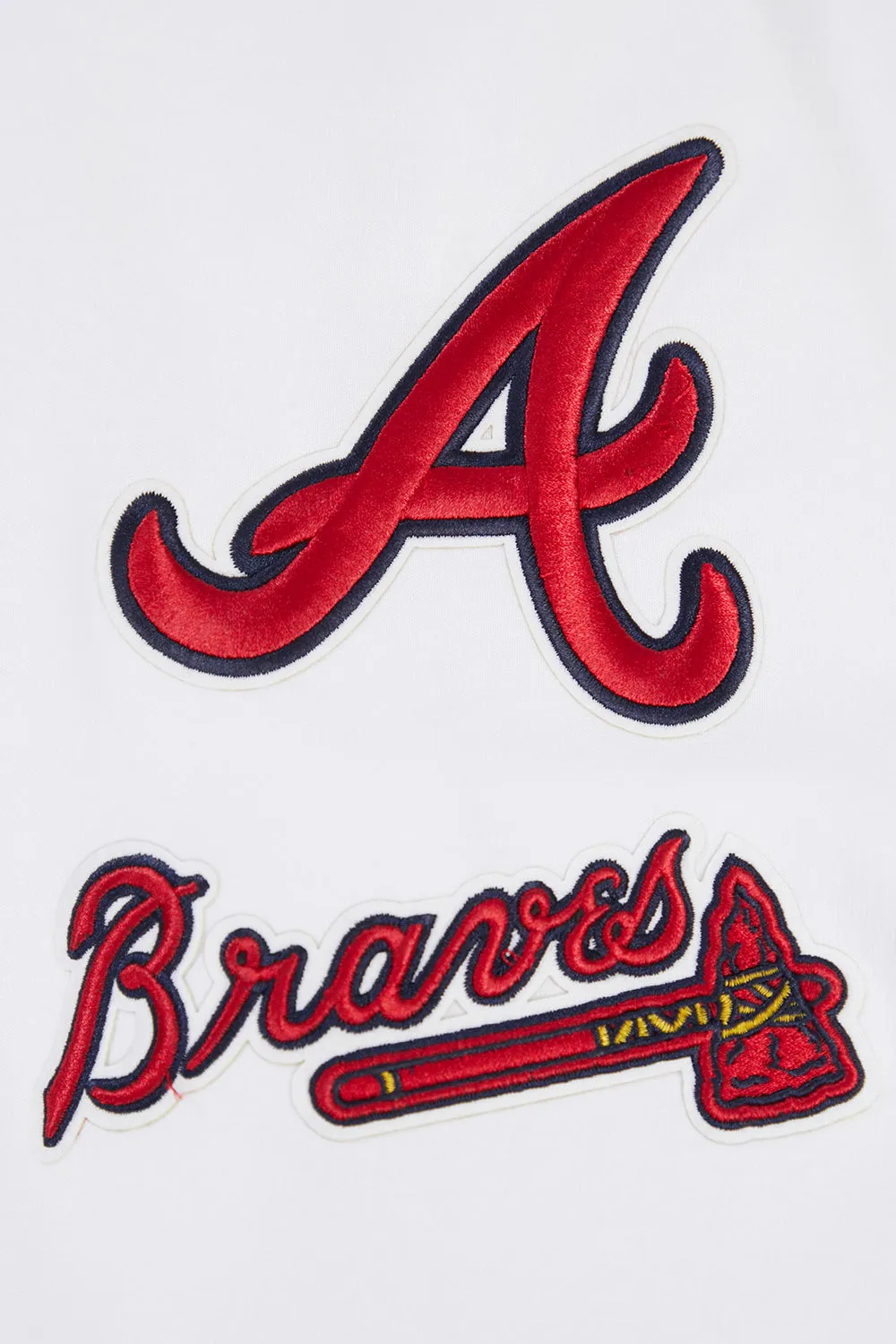 MLB ATLANTA BRAVES CLASSIC CHENILLE MEN'S FZ PO HOODIE (WHITE)