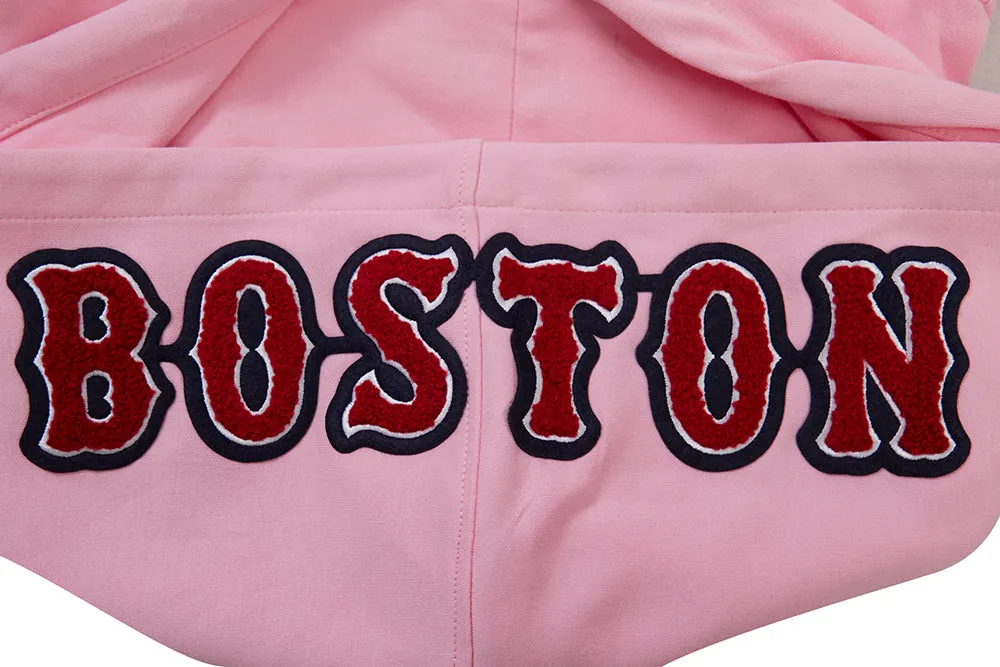 MLB BOSTON RED SOX CLASSIC CHENILLE MEN'S FZ PO HOODIE (PINK)