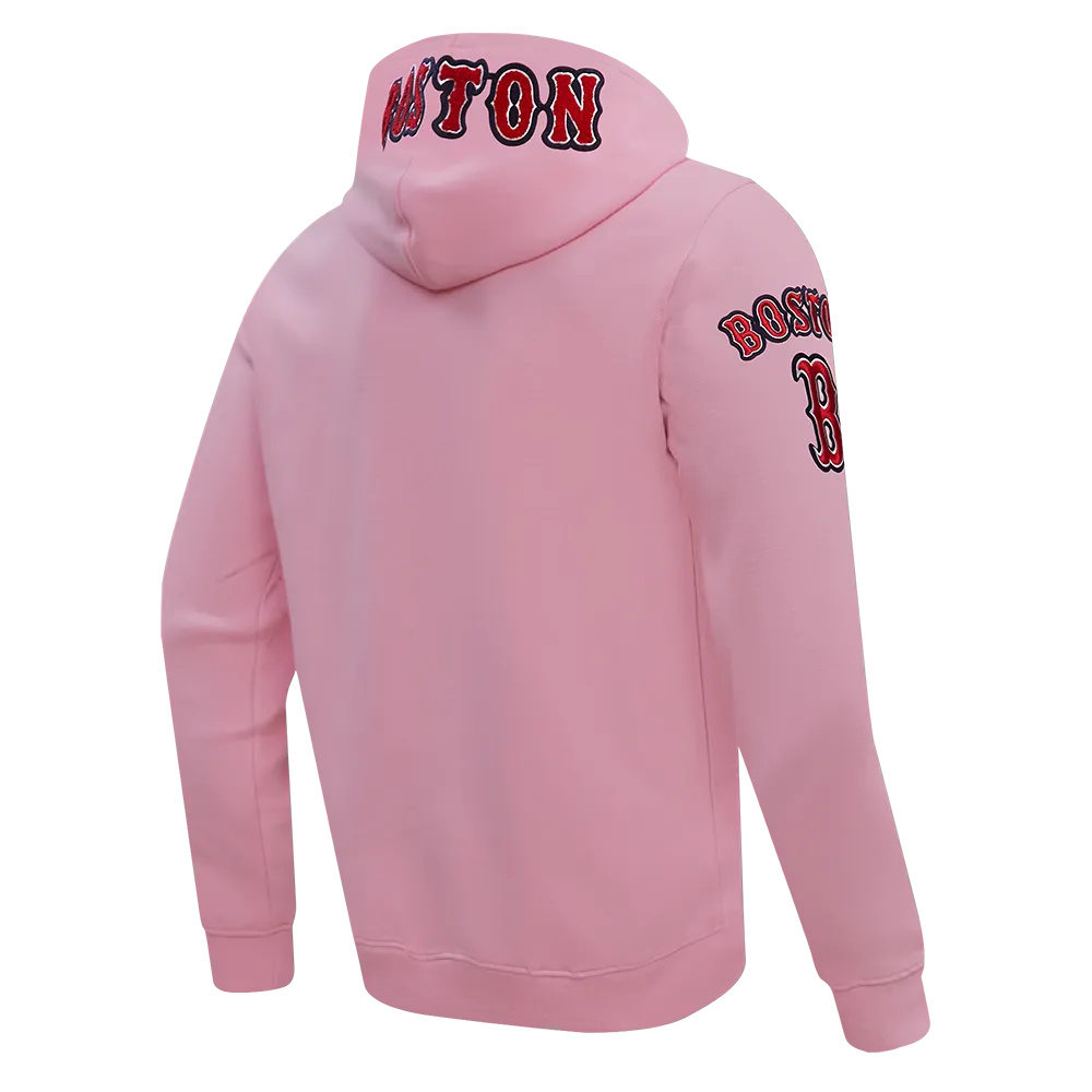 MLB BOSTON RED SOX CLASSIC CHENILLE MEN'S FZ PO HOODIE (PINK)